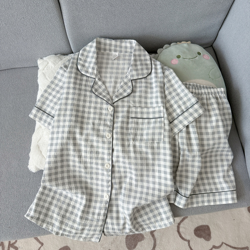 Wholesale Factory Summer Short-Sleeve Cloud Cotton Pajamas for Women, Comfortable Trendy Shorts That Can Be Worn Outside, Home Wear Set