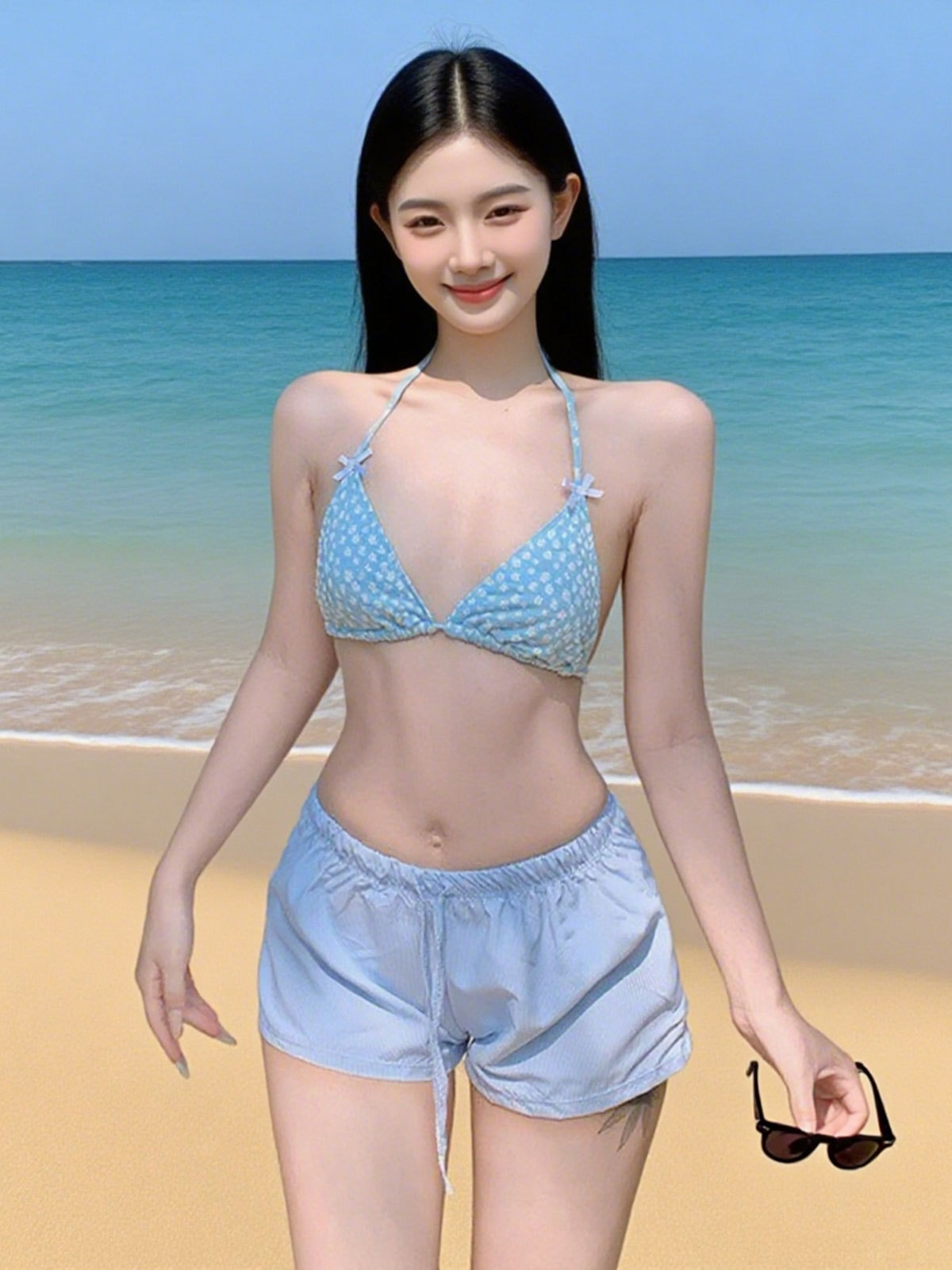 Trajes de baño para mujeres 2025 verano nuevo estilo coreano bikini tailandés dulce chica caliente vacaciones trajes de baño delgado camisa de mangas largas