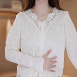 打底衫蕾丝新款上衣显瘦2025长袖钩花衬衣女秋感法式领时尚图片色