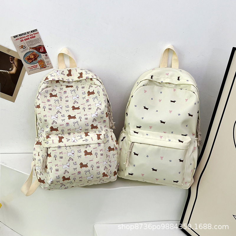 Japanese puppy cute backpack girl floral backpack all-match junior high school students primary school dachshund dog backpack Japanese puppy cute backpack girl floral backpack all-match junior high school students primary school dachshund dog backpack