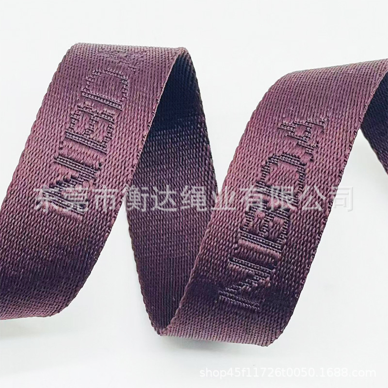 Personalizado poliéster mate monocromático cóncava oscuro jacquard correa de tela bolsas zapatos sombreros cinturón bolsas cinturón cinturón cinturón de mano correa de tela