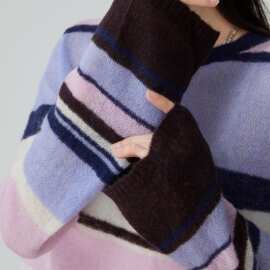 Feiry 紫色软糯马海毛毛衣女2024早秋新款短款设计感毛针织衫上衣