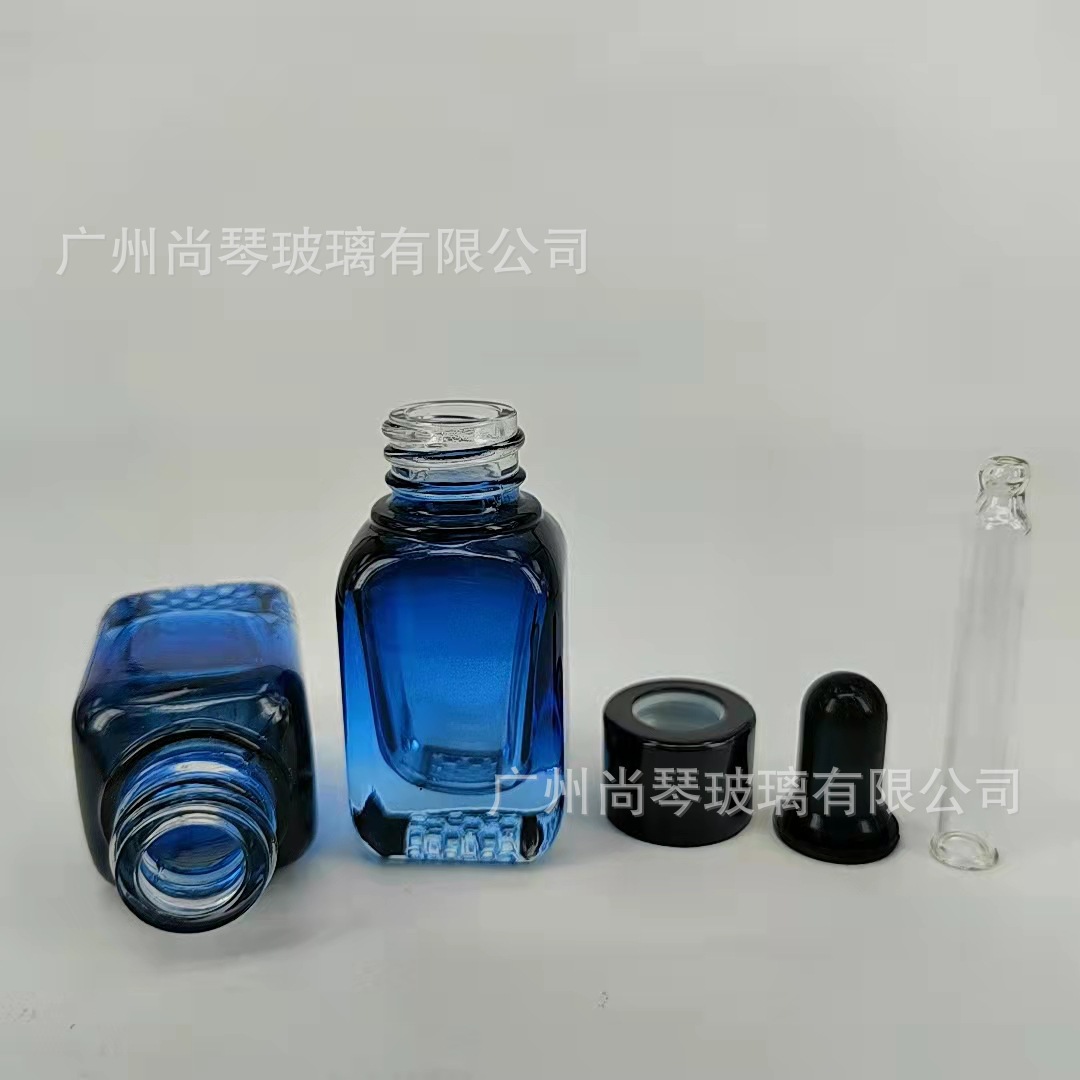 En stock al por mayor 10ML botella de vidrio de esencia líquida transparente 20m sub-botella 40ml botella cuentagotas de fondo grueso cuadrado