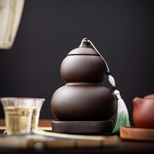 紫砂茶叶罐陶瓷密封罐半斤装红绿茶叶储存罐创意一体葫芦茶罐钉制