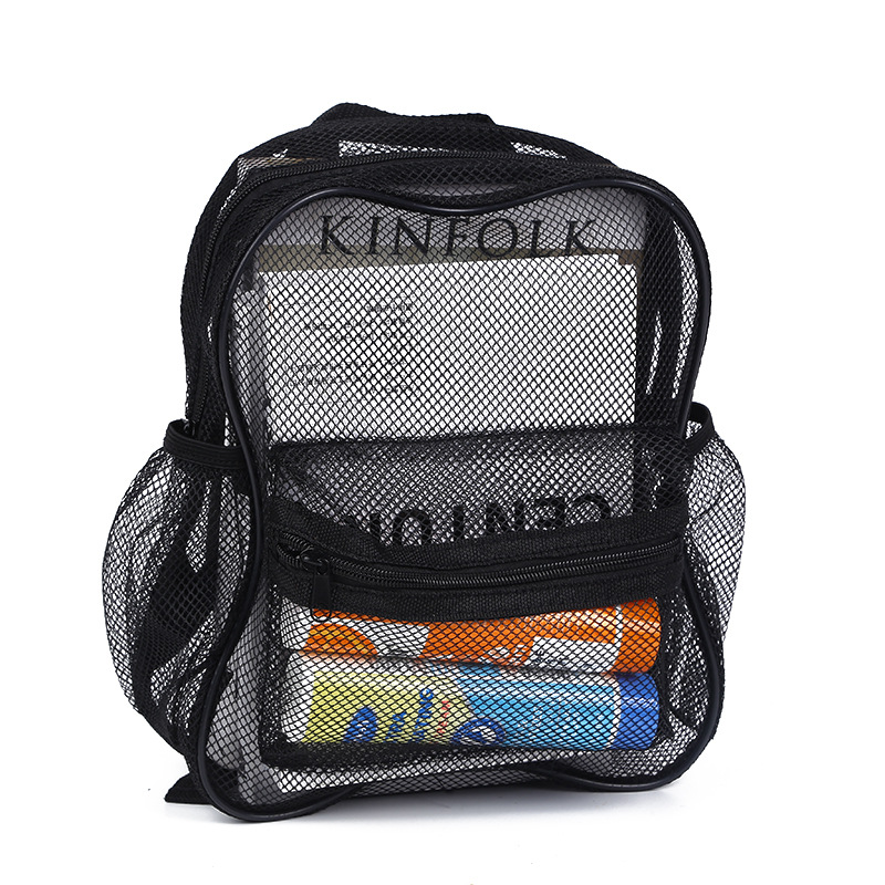 Mochila de malla de alta carga transparente simple bolsa de playa mochila escolar para niños Temu generación CPC certificación
