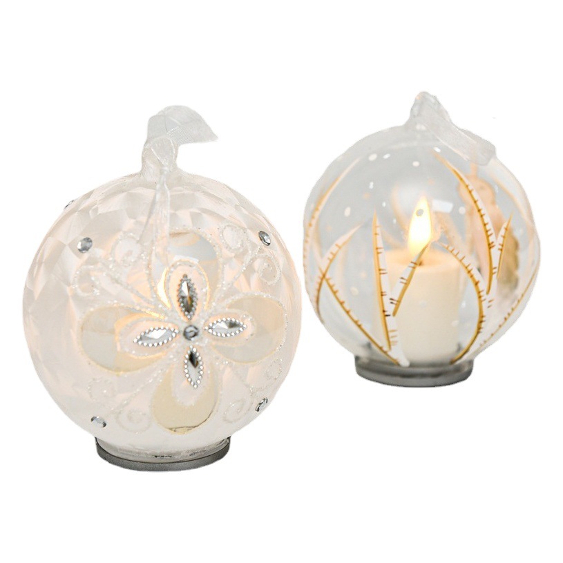 Creativo de la Navidad de cristal esférico vela luz LED luminosa de escritorio decoración de Navidad decoración luz de la noche