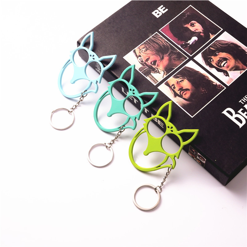 Popular Fox llavero metal doble dedo hebilla al aire libre autodefensa suministros multi-funcional auto-rescate anillo de emergencia interruptor de la ventana