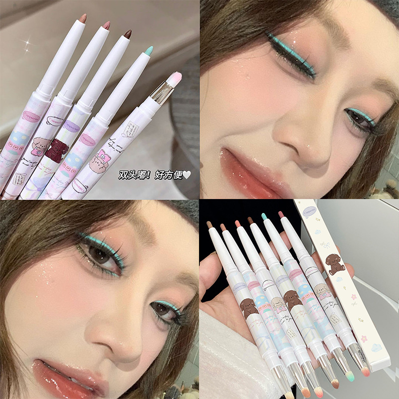 Cappuvini cute pet double eyeliner glue pen waterproof makeup dopamine color eyeliner glue pen