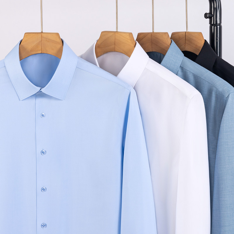 Modal Men's Long Sleeve Shirt Spring and Autumn Business Men's Solid Color Stretch No-Iron Formal Shirt Customized Wholesale Modal Men's Long Sleeve Shirt Spring and Autumn Business Men's Solid Color Stretch No-Iron Formal Shirt Customized Wholesale