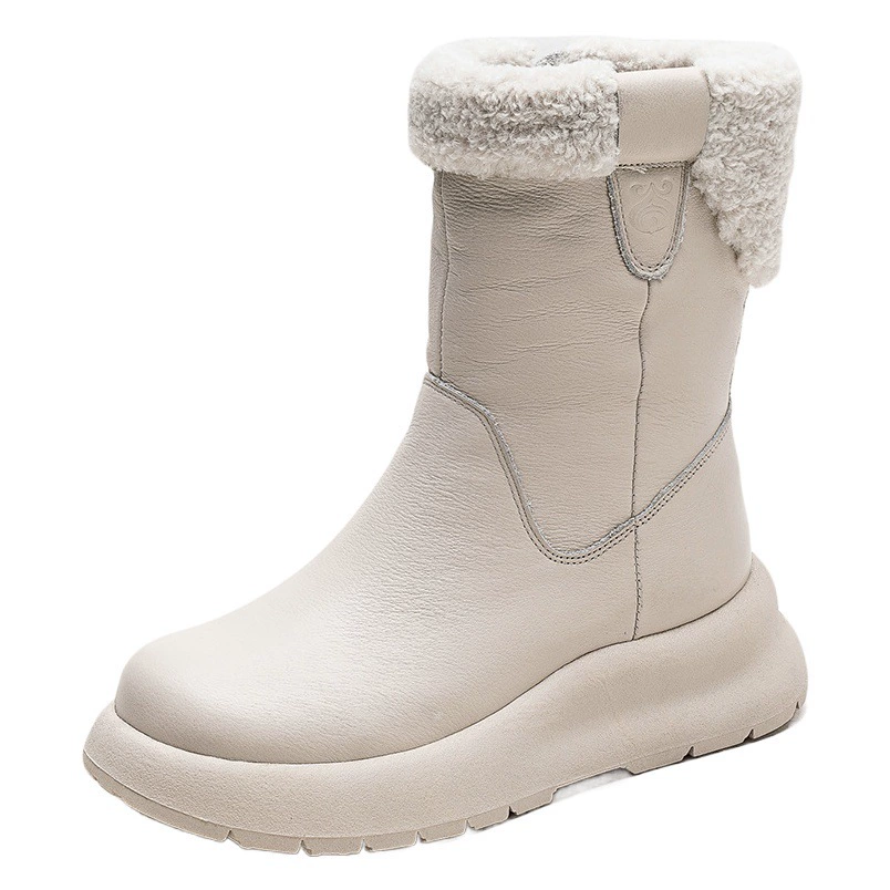 Shanghai Jie Shu, новые зимние сапоги до середины икры, теплые однотонные женские короткие сапоги на флисовой подкладке, простая повседневная женская обувь