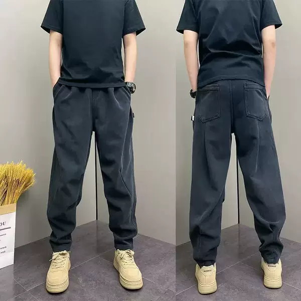 2025 Autumn New Light Luxury Draped Loose Solid Color Fashion Versatile Men's Lazy Comfortable Elegant Casual Long Pants