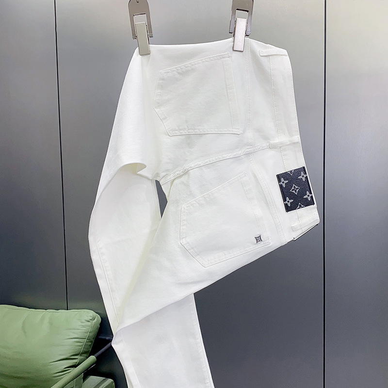 Thin White Jeans for Men, Slim Straight Pants, Spring and Summer Casual Versatile Pants, Men's High-Elastic Casual Pants
