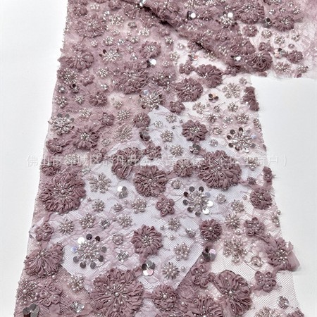 Moda Gao Ding pequeña fresca ins viento flor disco tela de vestido de diseño nicho tela de encaje de perlas image 3