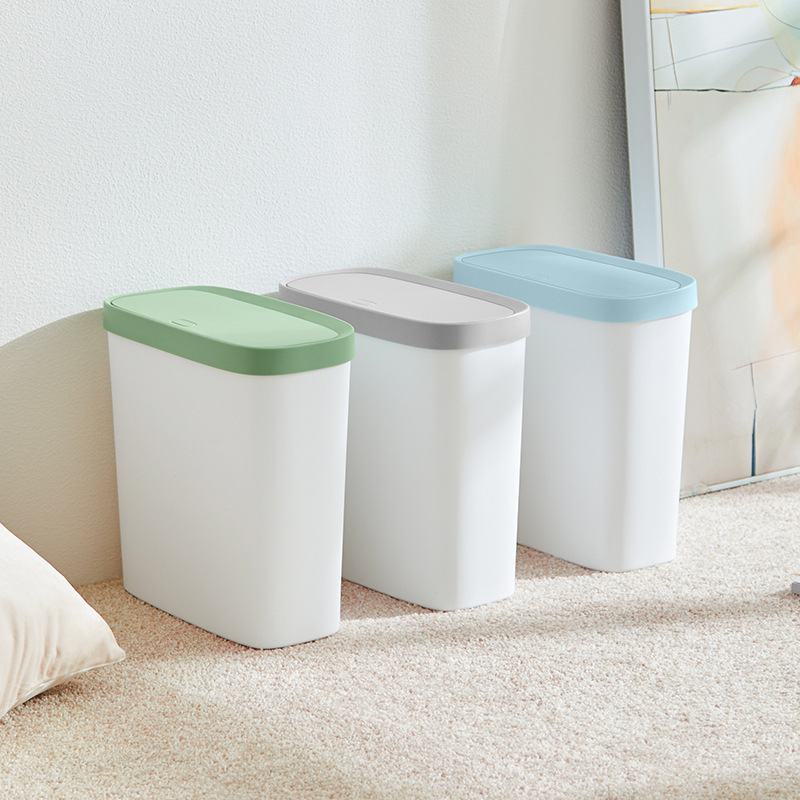 Yiyue Narrow Gap Trash Can with Press-Type Lid and Non-Slip Ring for Bathroom and Kitchen Yiyue Narrow Gap Trash Can with Press-Type Lid and Non-Slip Ring for Bathroom and Kitchen