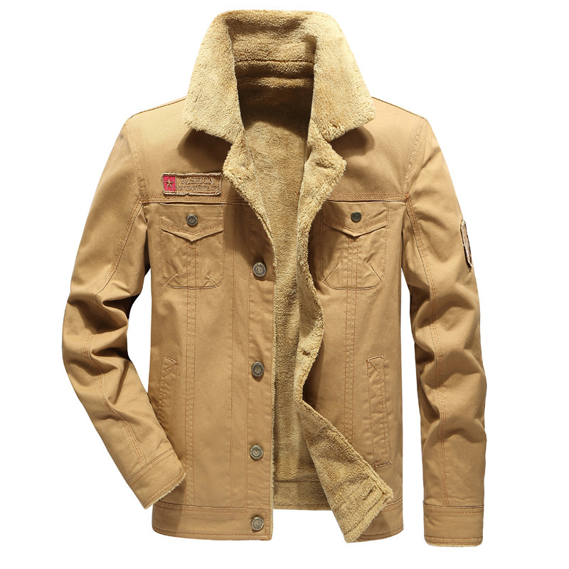 Giacca invernale da uomo in lana di agnello lavata, taglia comoda, calda, dropshipping transfrontaliero_voghion.com