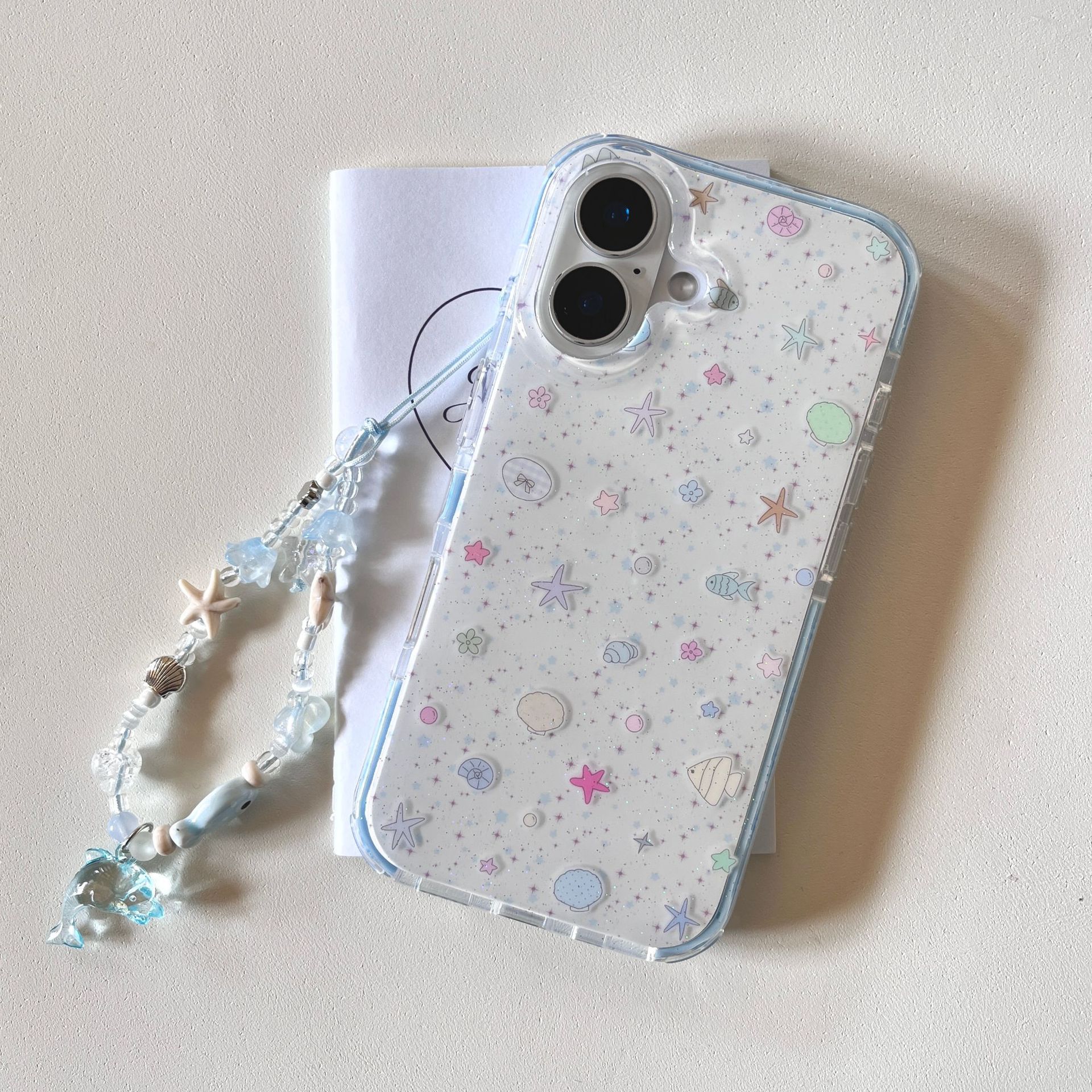 Verano pequeño y fresco animal marino adecuado para Apple 15/16 funda para teléfono móvil 14Pro azul 16PM femenino 13 nuevo 15