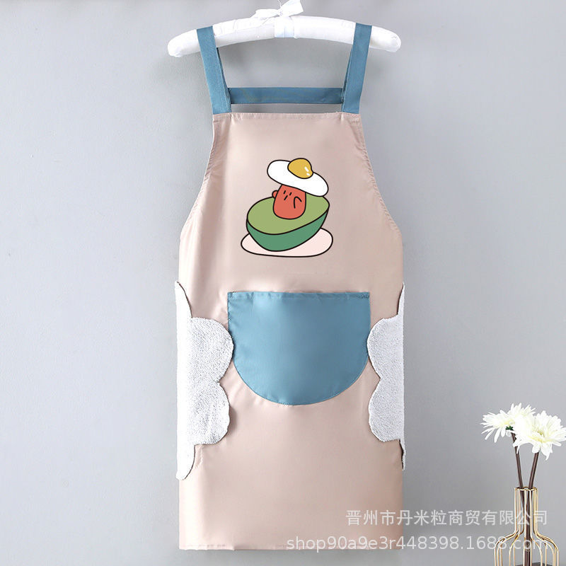 エプロン家庭用キッチン防水防油女性かわいい洋気料理仕事大人の腰を囲んで汚れに強い作業服を決めた|undefined