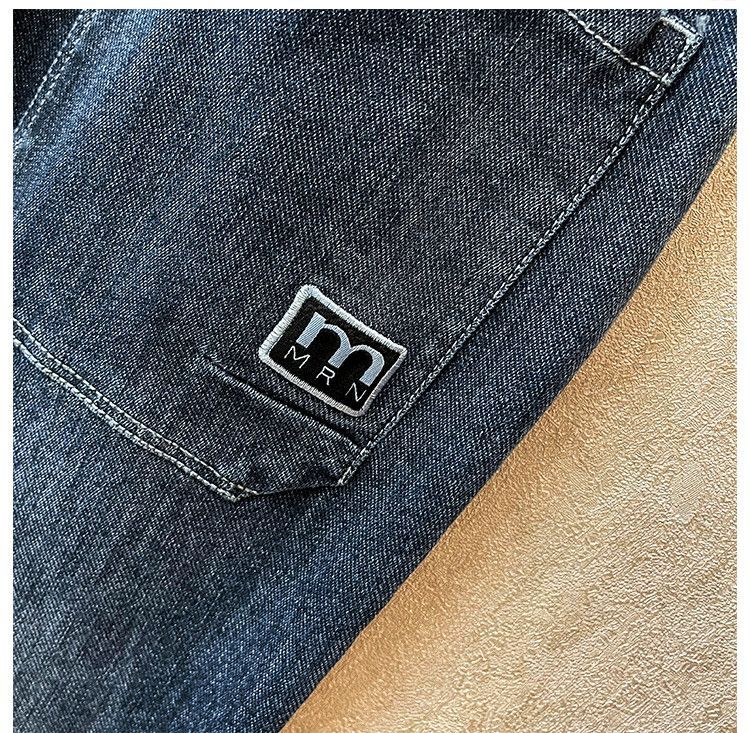 High end jeans for men in 2023, new Korean version trendy and fashionable, versatile, elastic waist drawstring tied_voghion.com