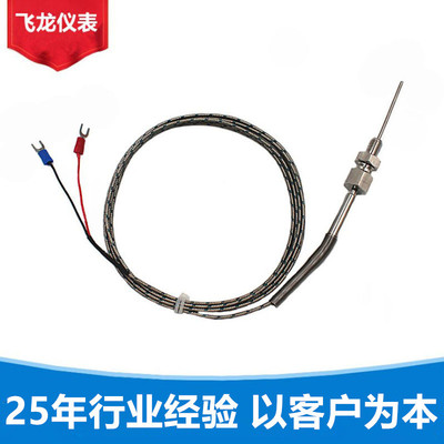 K型不锈钢热电偶指针直径2*75mm*M8螺纹金属屏蔽线K型探细铠装丝
