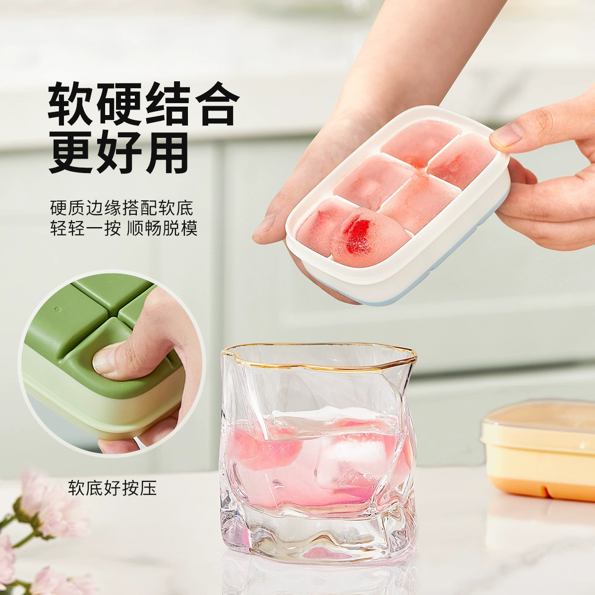 Molde para Cubos de Hielo Mini de 6 Cavidades de Plástico Fácil de Desmoldar para Cocina Doméstica