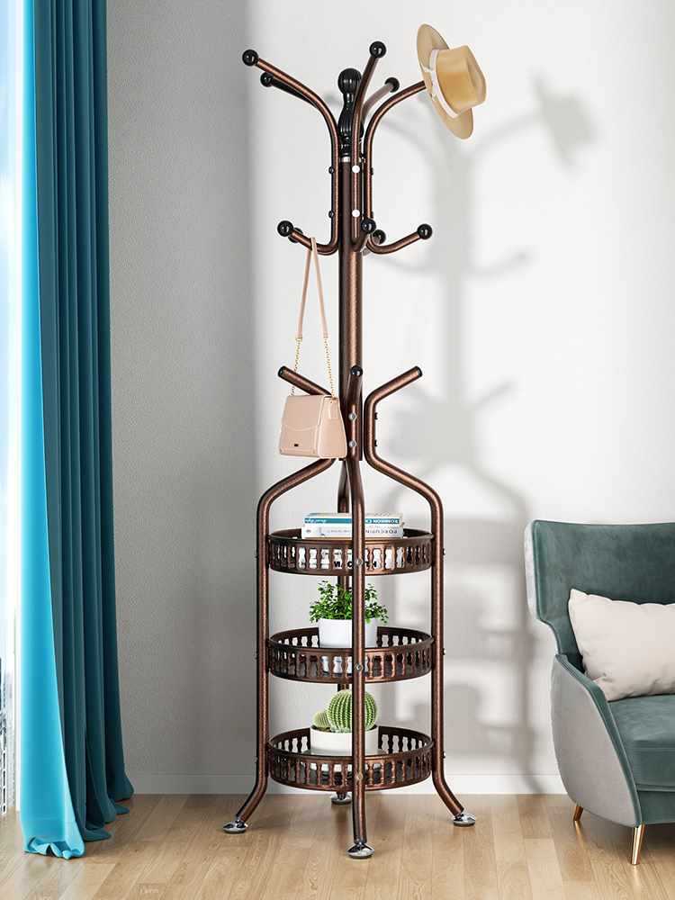 Wholesale Floor Standing Coat Rack for Living Room, Iron Wire Hanger for Clothes, Bedroom Entrance Bag Hook, Storage Shelf for Home, Single-Pole Standing Clothing Rack