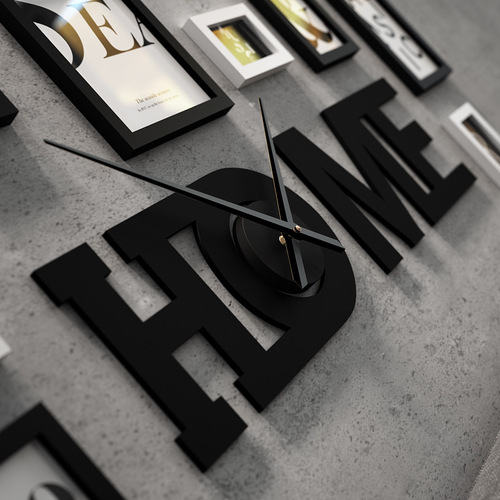 Polymer 7394 Nordic living room sofa photo wall HOME large clock combination photo frame real clock exchangeable photo