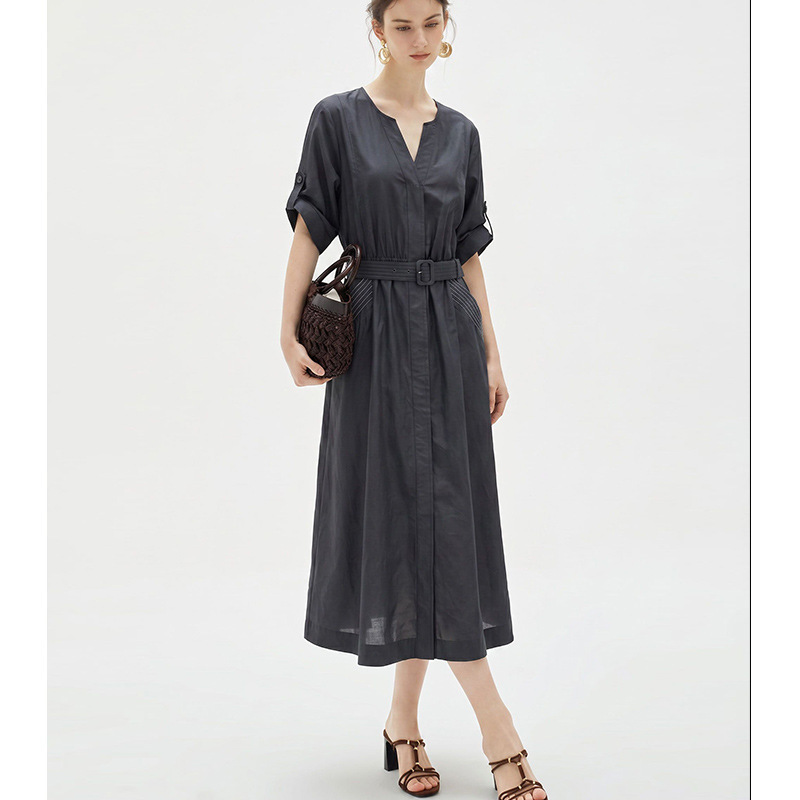 【Elegant Order】Elegant and Stylish Shirt Dress for Women, Summer 2026 New Model, High-End Feel, Waist-Cinching Mid-Length Dress