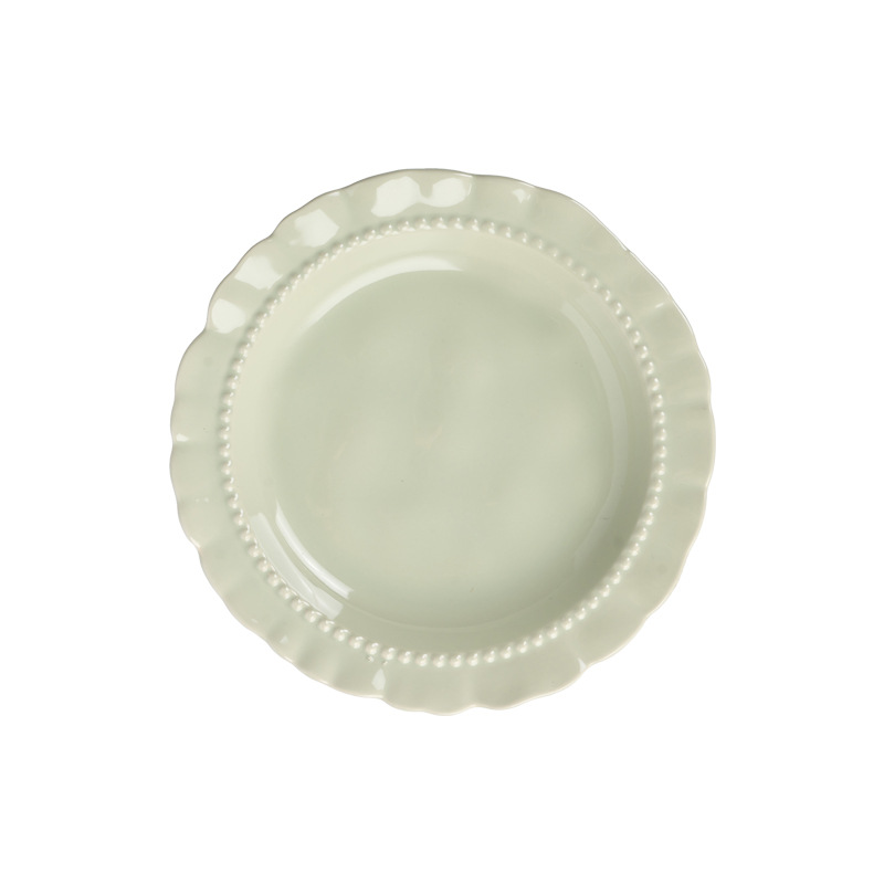 Plato de encaje profundo francés, plato de cerámica refinado, plato de postres de restaurante, plato de platos domésticos, plato de cubiertos al por mayor