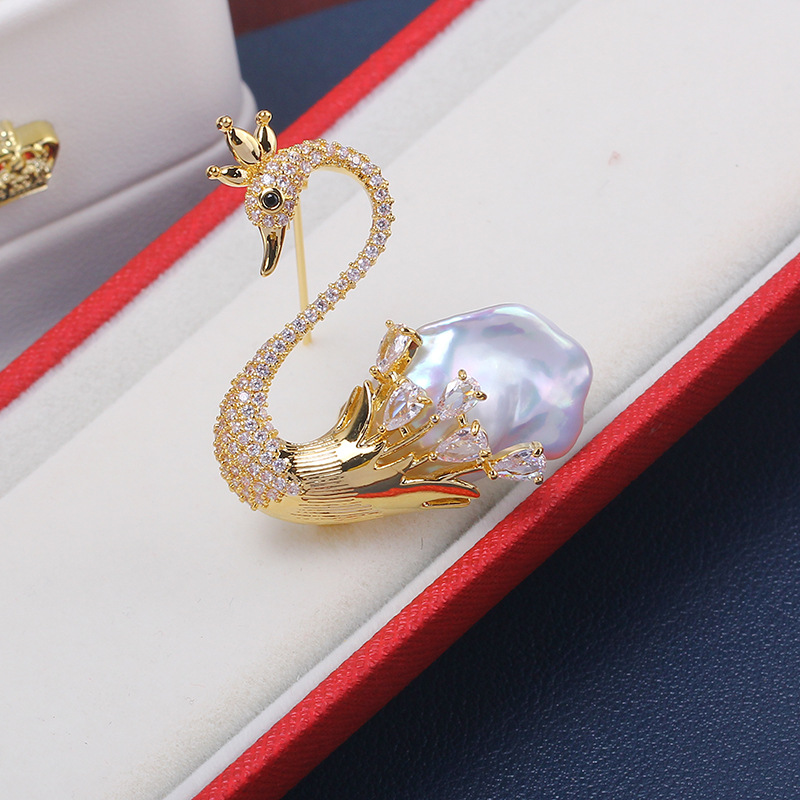DIY brooch empty support accessories Swan Baroque shaped pearl elegant elegant corsage coat pin