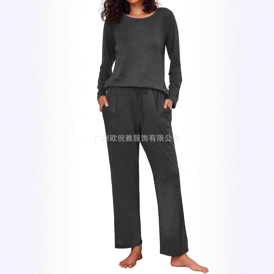 亚马逊欧美女装秋冬长袖长裤睡衣家居服热卖