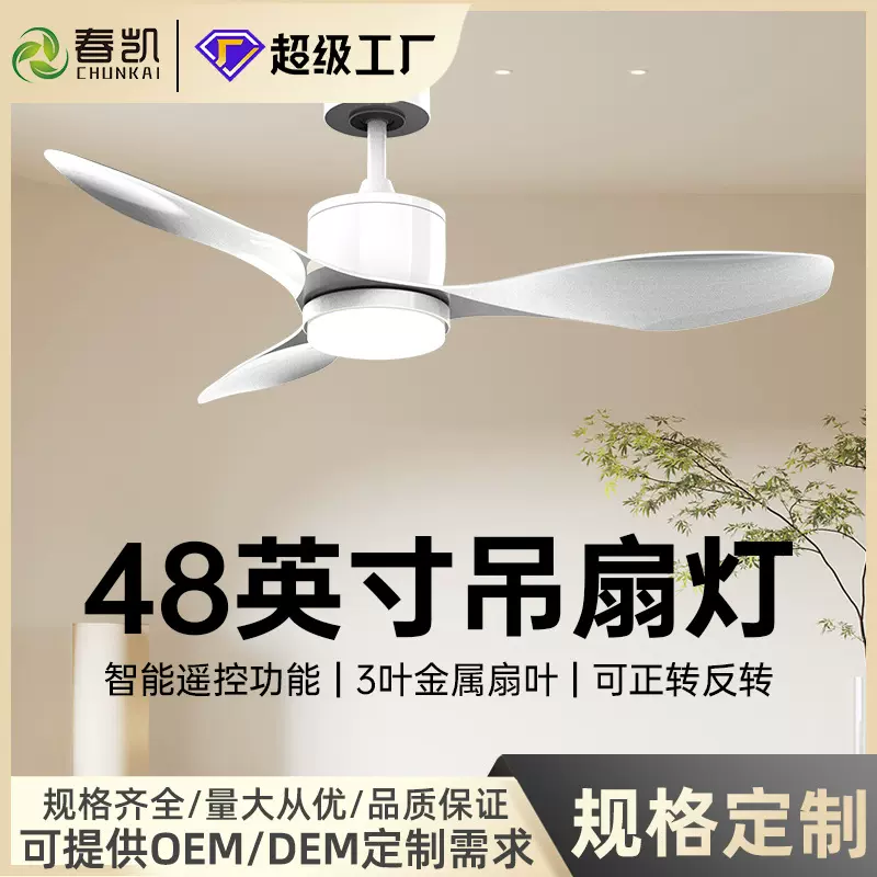 夏季定制新款现代室内装饰吊扇  带发光二极管风扇灯遥控家居客厅