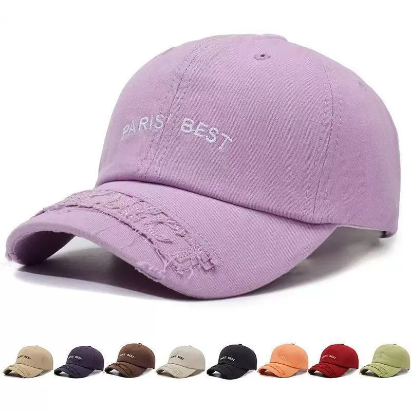 儿童帽女街头潮破洞字母刺绣棒球帽韩版春秋百搭遮阳水洗鸭舌帽男
