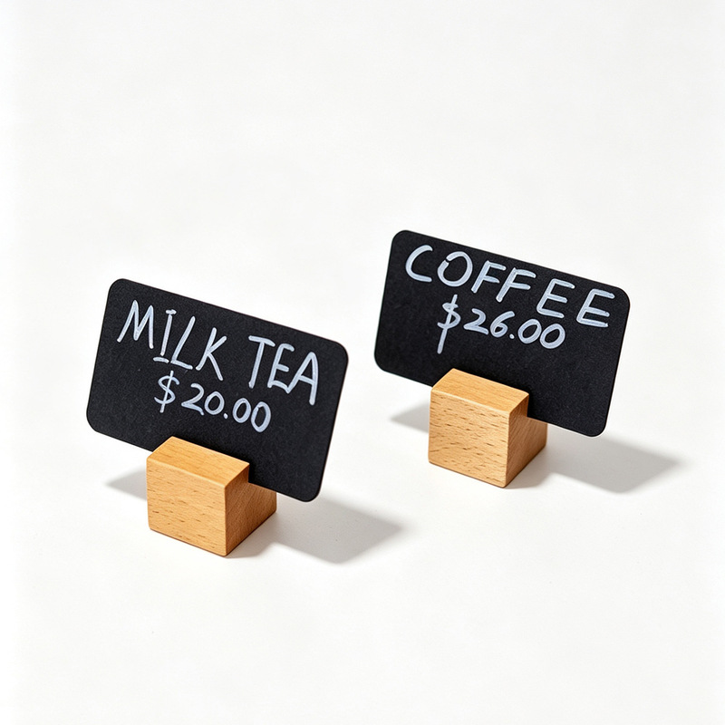 Solid Wood Label Baking Cake Bread Price Tag Desktop Note Holder Vertical Supermarket Price Tag Stand