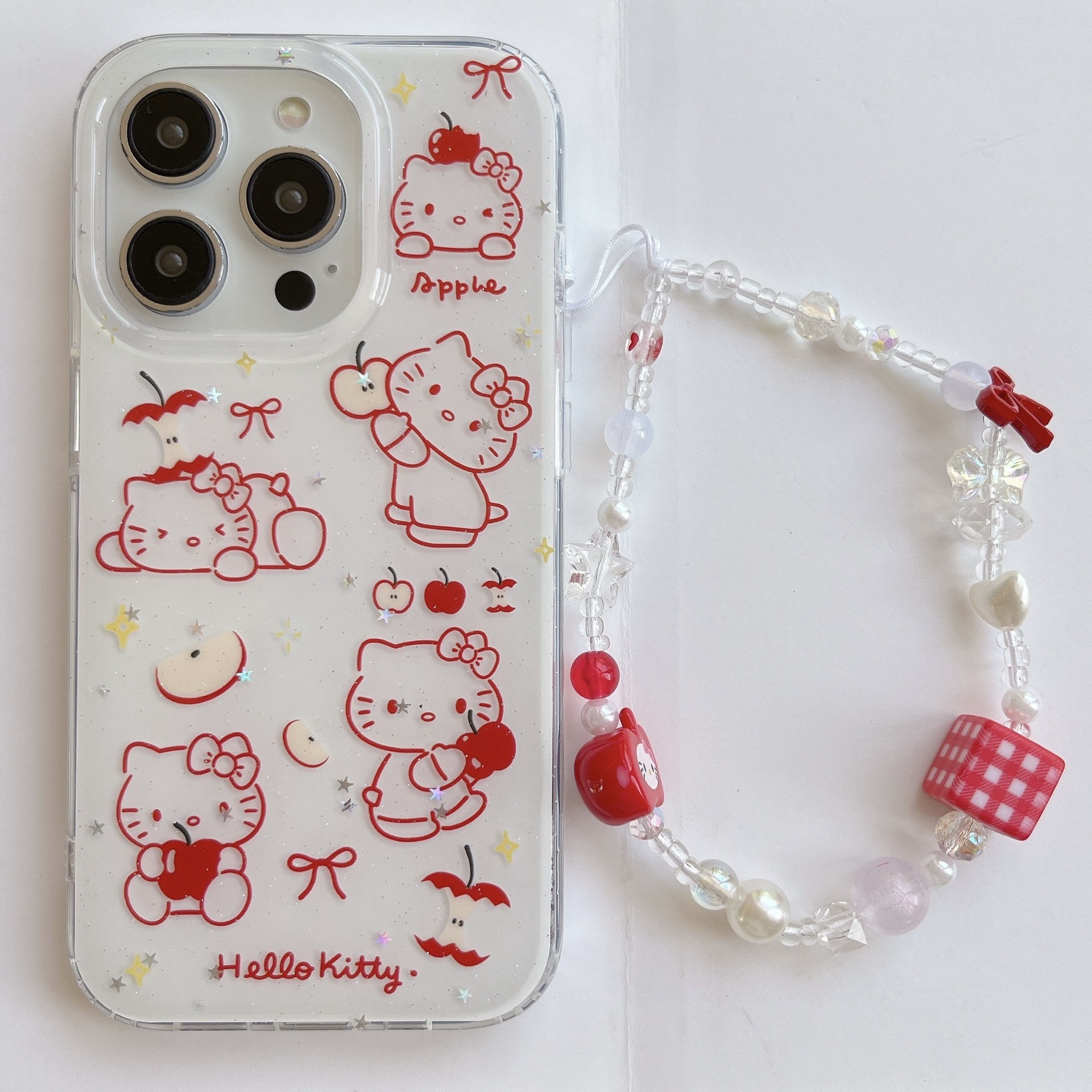 Líneas simples y lindas Apple KT para Apple 15/16 funda para teléfono móvil 14ProMax cadena 16Pro chica 13