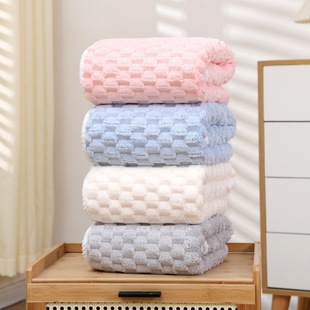 Cloud lattice towel bath towel coral fleece set adult home soft thick tortoise fleece absorbent bath towel wholesale