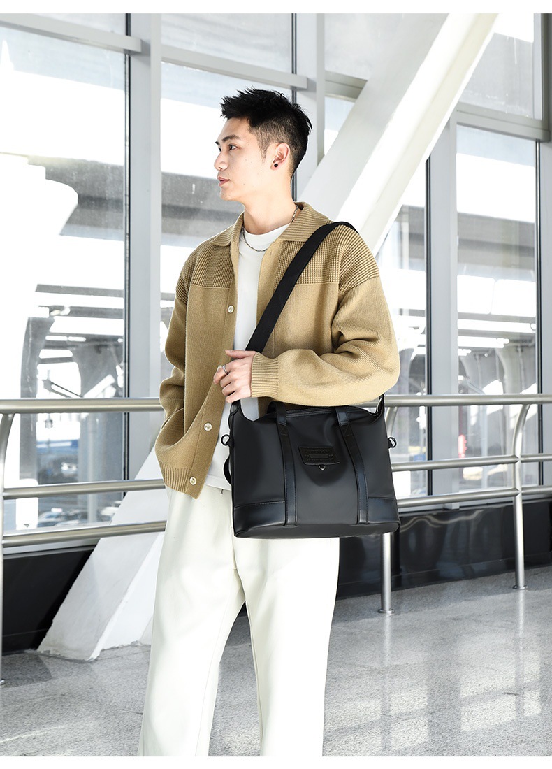 Men's business casual large-capacity travel bag, Korean-style fashionable handbag, lightweight crossbody bag, simple briefcase undefined
