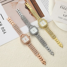 镶钻小方表罗马纹表带合金石英女款手链表无logo时尚水钻钢带批发