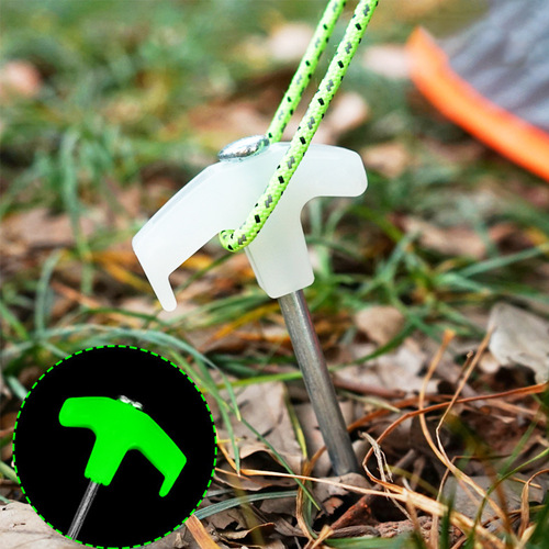 Outdoor ground nail 21cm camping canopy tent nail fluorescent wind rope nail canopy T-shaped straight hook plastic head