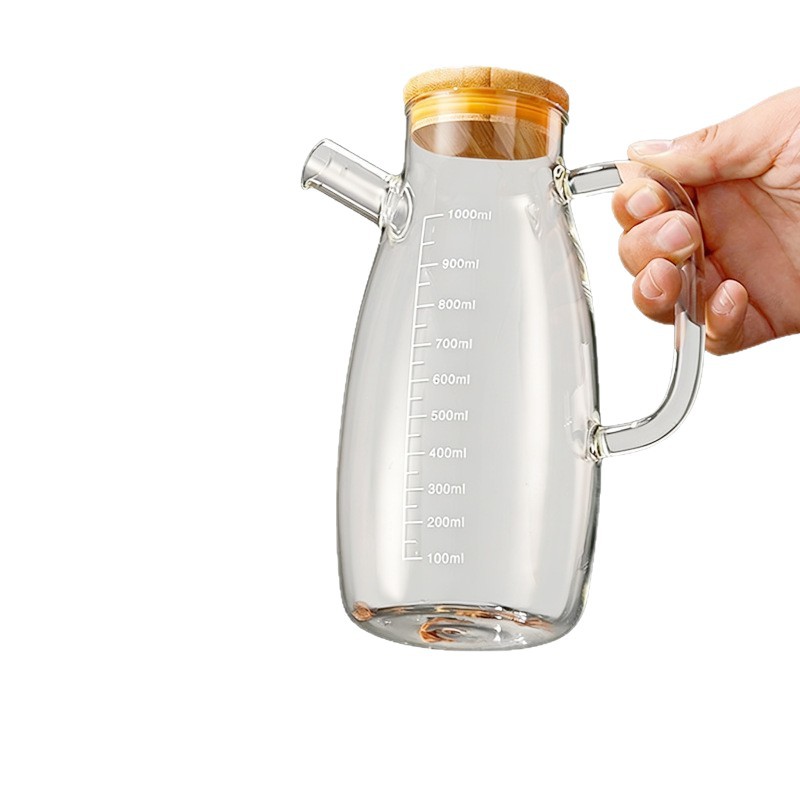 Botella de vinagre de salsa de soja simple grosada de alto silicio de vidrio de silicio con escala de gran capacidad de cocina resistente al calor hervidor de aceite de condimentos image 6