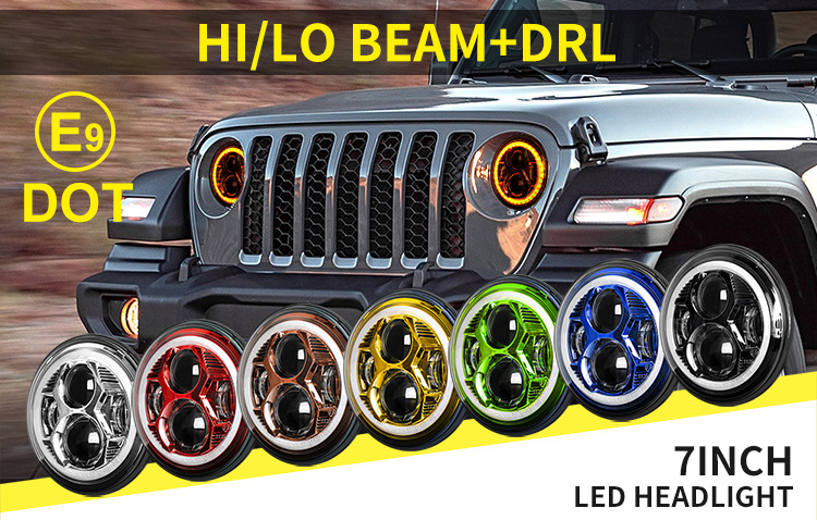 Cross-Border Ready Stock Dot Certified High and Low Beam High and Low Beam 7inch Wrangler Modified Headlight