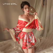 UTOO 日系印花寬袖和服8972女性成人制服誘惑調情用品內衣批發