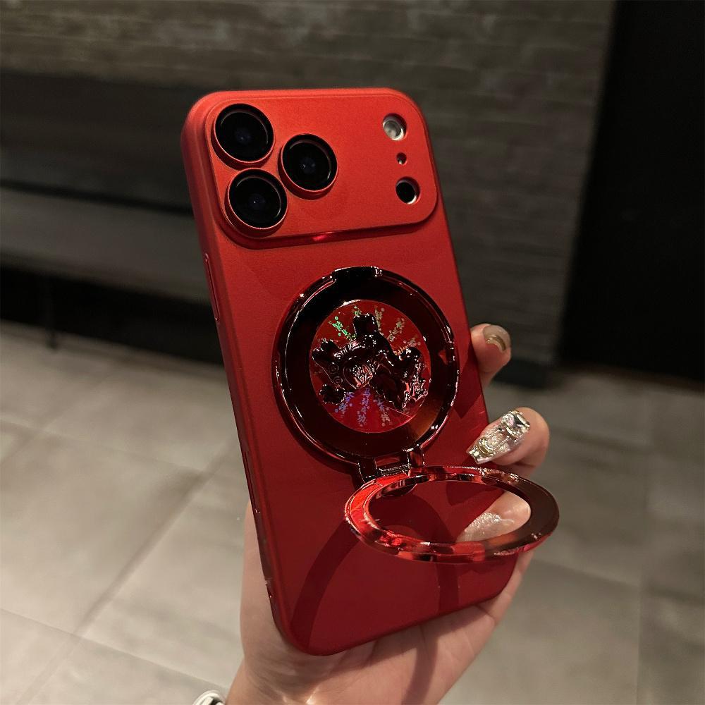 Año Nuevo pony giroscopio soporte para Apple 17 proMax caso de teléfono chino rojo iPhone 16 caso de piel