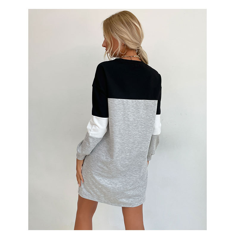 Autumn Women Wear Long Sleeve Color Matching Sweater Dress