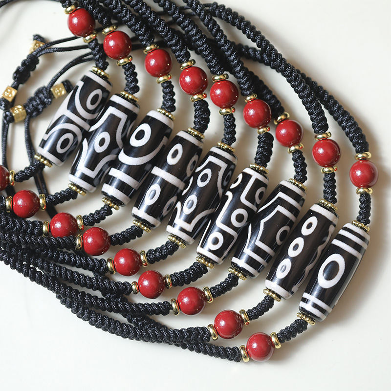 Xizang-style agate nine-eye beads bracelet men's and women's hand-woven rope bracelet women's retro ethnic jewelry wholesale
