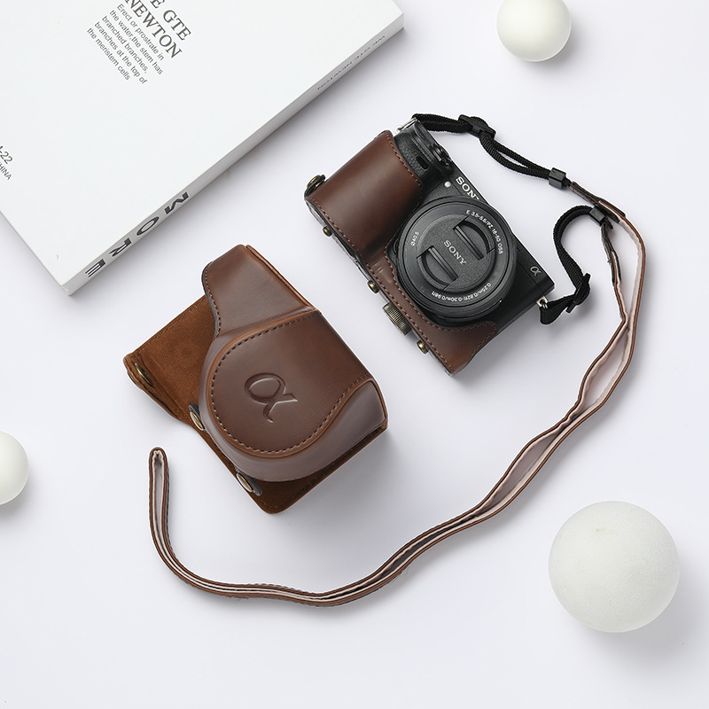 A6400 마이크로 단일 카메라 가방 ZVE10L A6300 A6000 A6100A5100 보호 가죽 케이스 빈티지