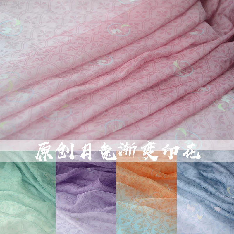 Genuine multicoloured shiffon Hanfu, cloth, gradient
