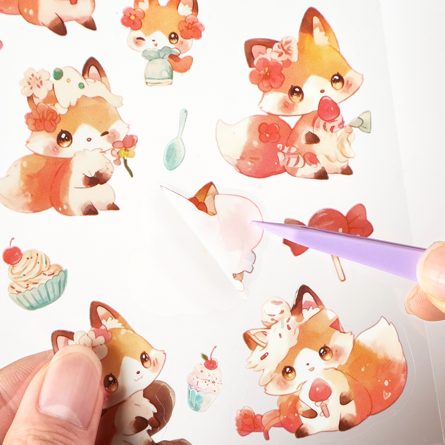 Pegatinas planas de Yuezhen, lindas cosas, series de correos, dibujos animados, linda cuenta de mano, decoración de borde de bricolaje, pegatinas de la carcasa del teléfono