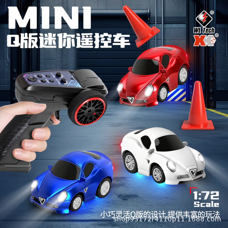 Wltoys 1:72 Mini Q Version Remote Control Sports Car with Lights Desktop Drift Rc Remote Control Sports Car Cross-Border