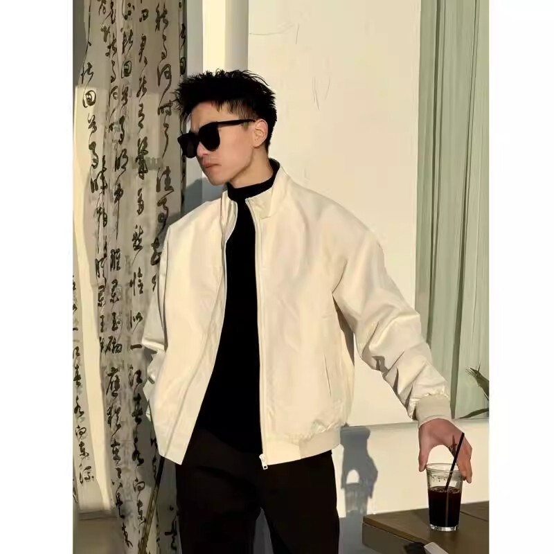 American-Style Pilot Jacket for Men, Popular Cleanfit Winter Stand-Collar Coat, Trendy Versatile Stand-Collar Baseball Jacket