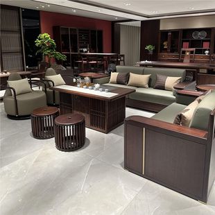 Large-Scale New Chinese-Style Ebony Wood Sofa Modern Minimalist Club Mansion Large Flat Villa Solid Wood